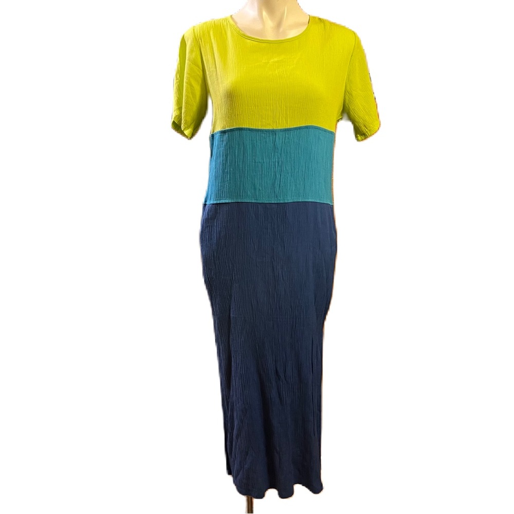 Diane Von Furstenberg Maxi Dress Color Block Authority Maxi Blue Lime M